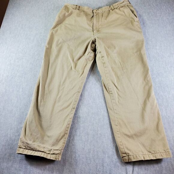 Woolrich Pants Mens 38x28 Khaki Thermal Flannel Lined - Picture 1 of 9